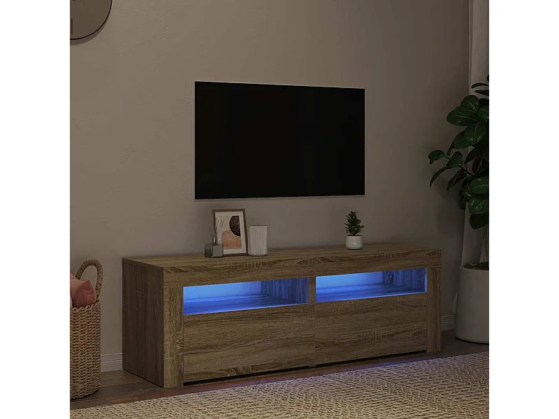 Meuble TV avec lumières LED chêne sonoma 120x35x40 cm