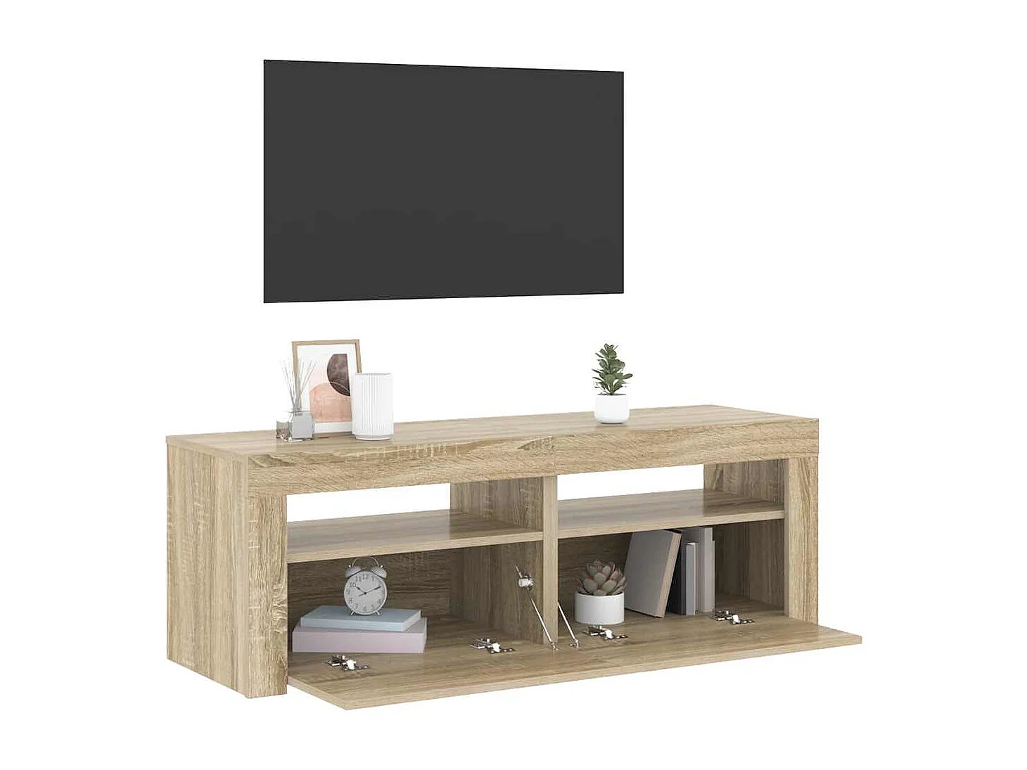 Mobile Porta TV con Luci LED Rovere Sonoma 120x35x40 cm