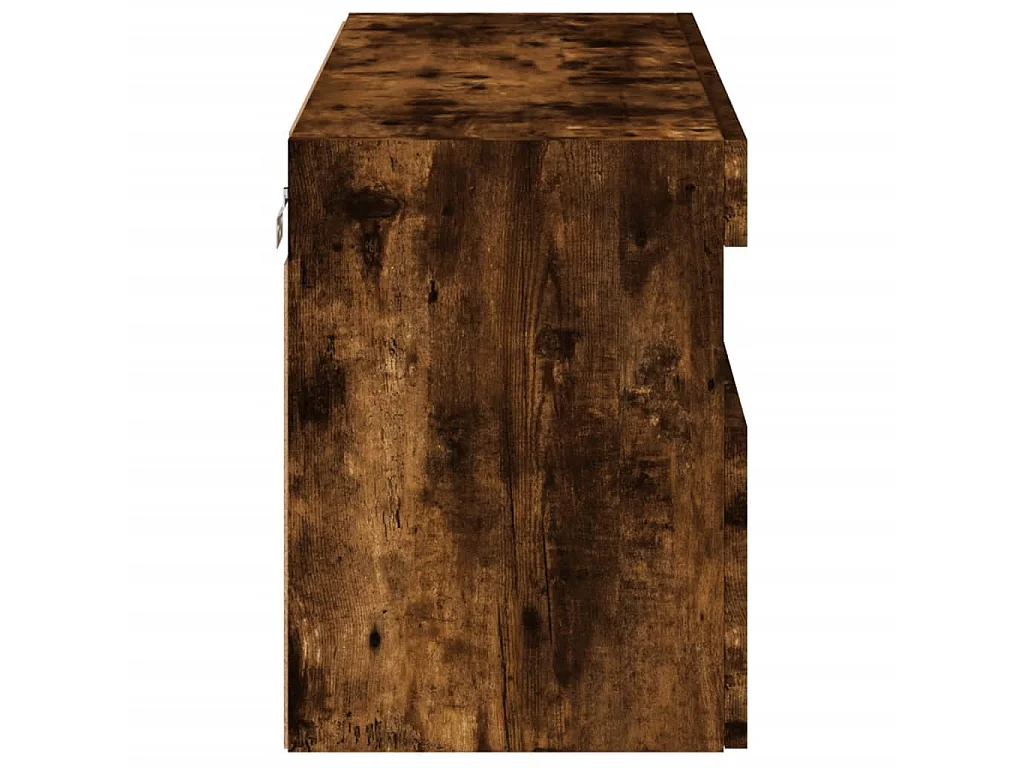 Meuble TV mural avec lumières LED chêne fumé 80x30x40 cm