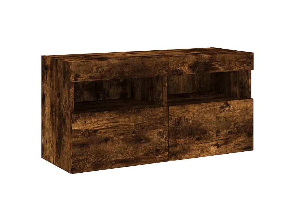 TV-Wandschrank mit LED-Leuchten Räuchereiche 80x30x40 cm