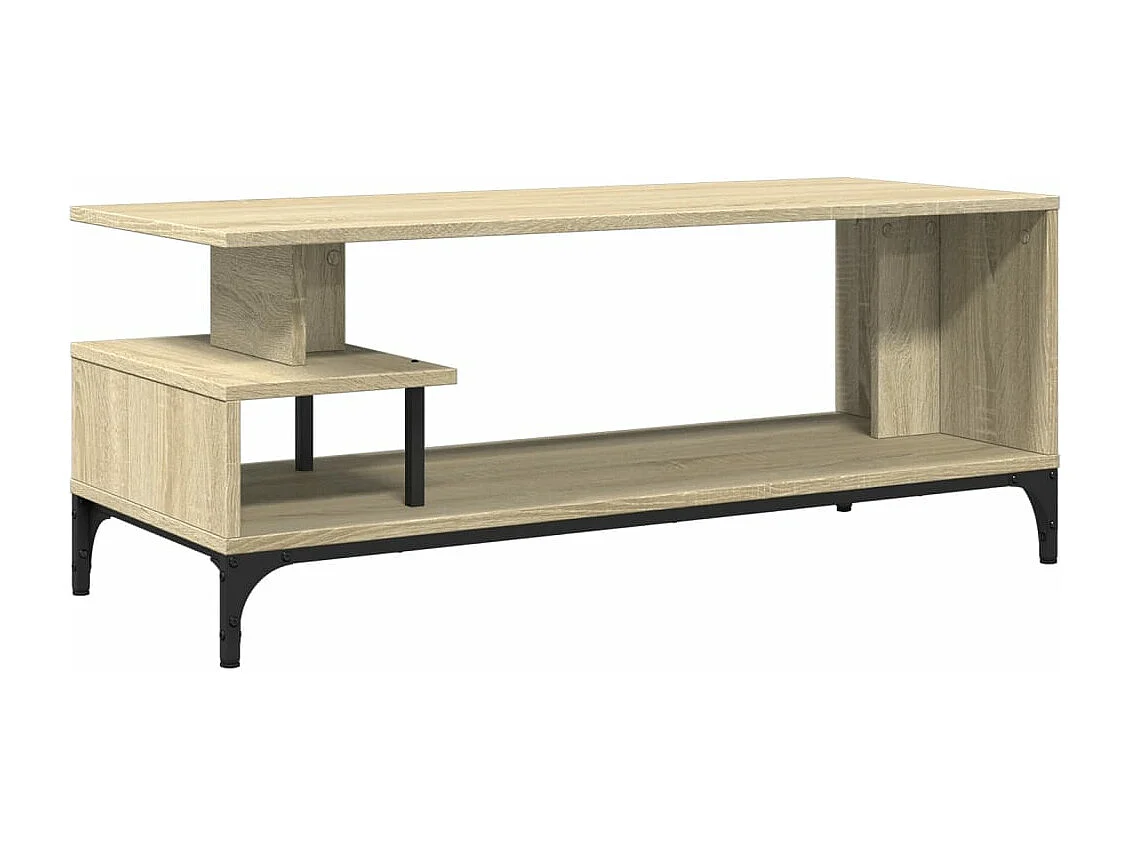 Meuble TV bois d'ingénierie et acier enduit de poudre