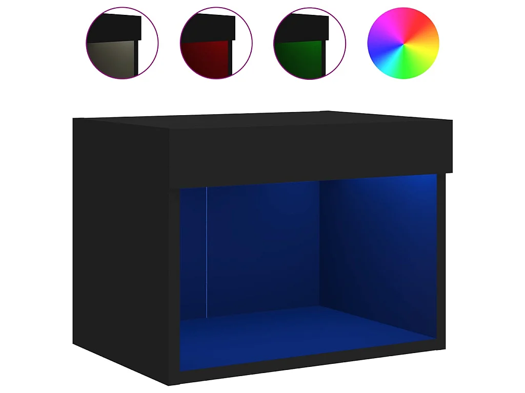 Table de chevet murale avec lumières LED noir
