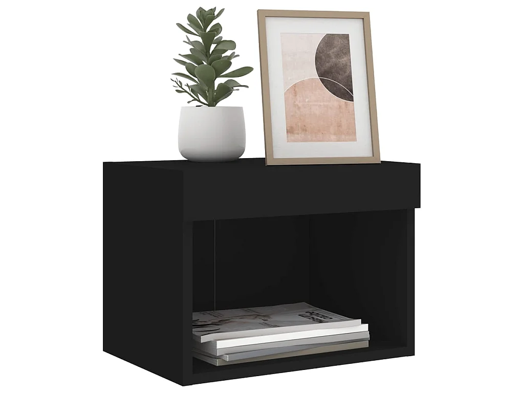 Table de chevet murale avec lumières LED noir