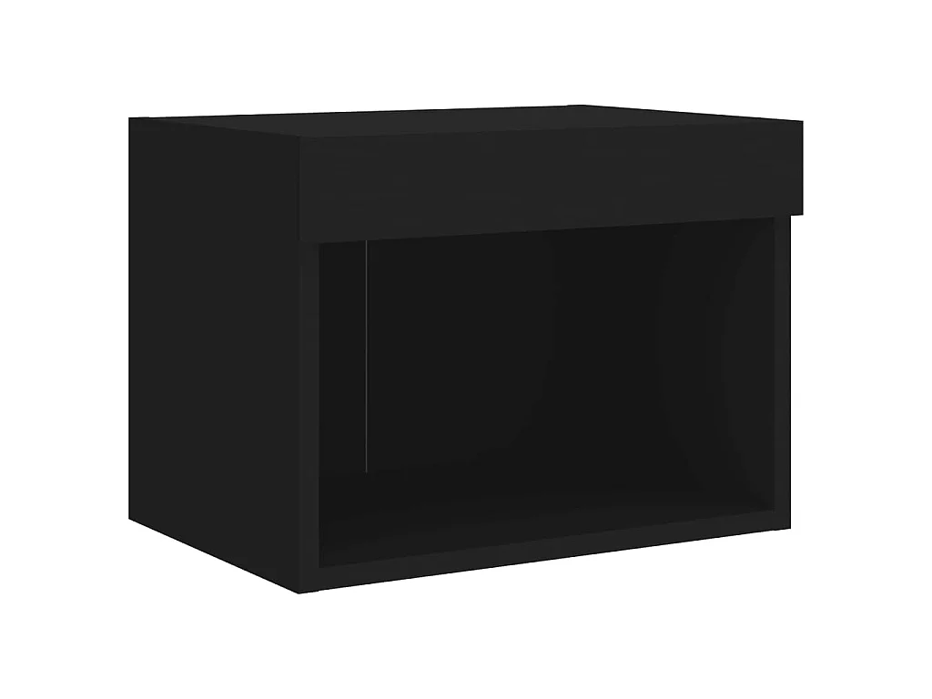Comodino con Luci LED a Parete Nero