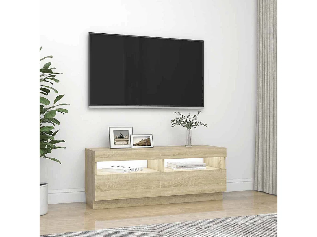 Meuble TV avec lumières LED chêne sonoma 100x35x40 cm