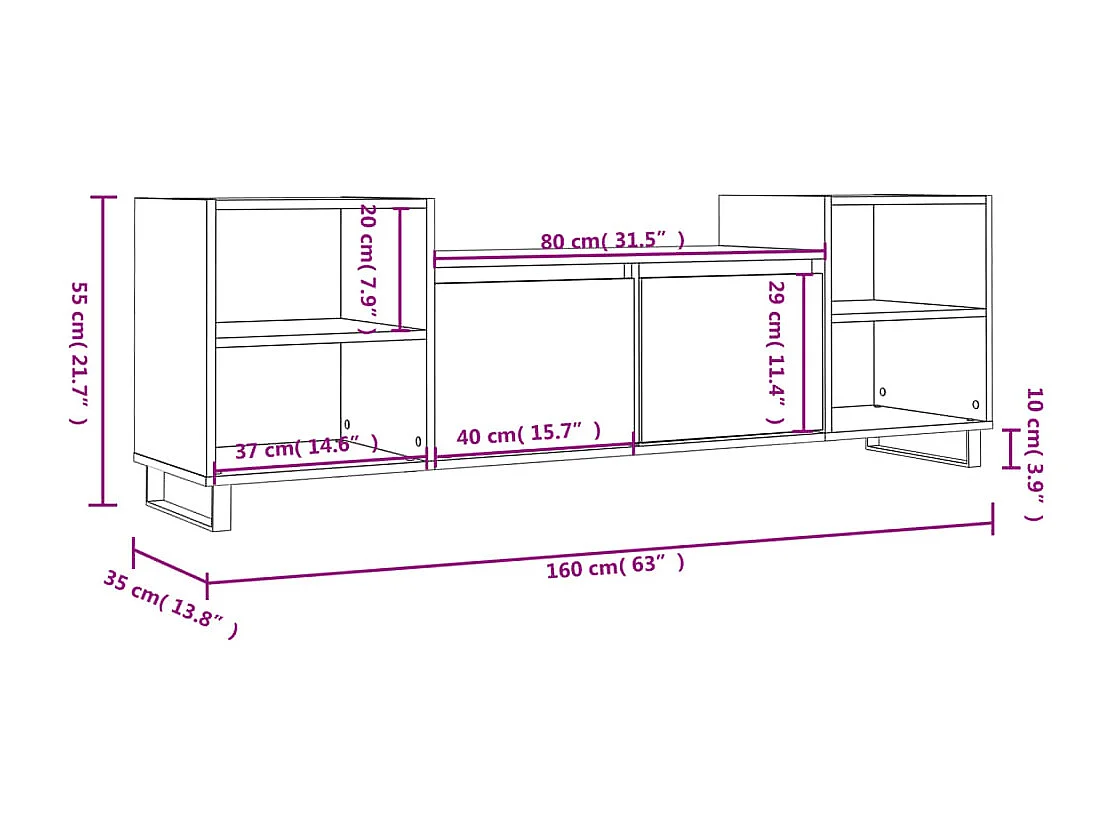 TV-Schrank Sonoma-Eiche 160x35x55 cm Holzwerkstoff
