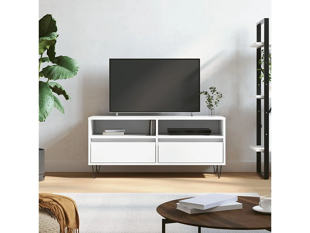 Mobile Porta TV Bianco 100x34,5x44,5 cm in Legno Multistrato