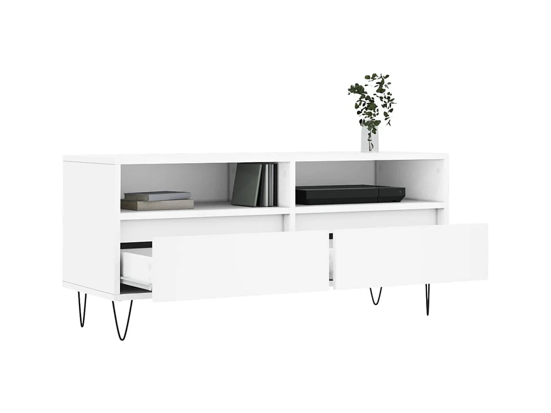 Mobile Porta TV Bianco 100x34,5x44,5 cm in Legno Multistrato
