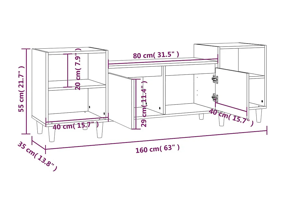 TV-Schrank Schwarz 160x35x55 cm Holzwerkstoff