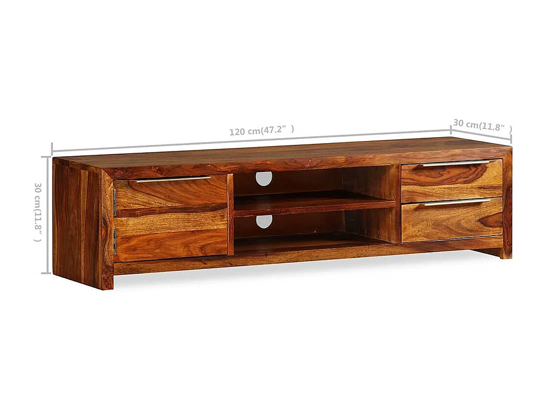 Meuble TV Bois massif 120x30x30 cm