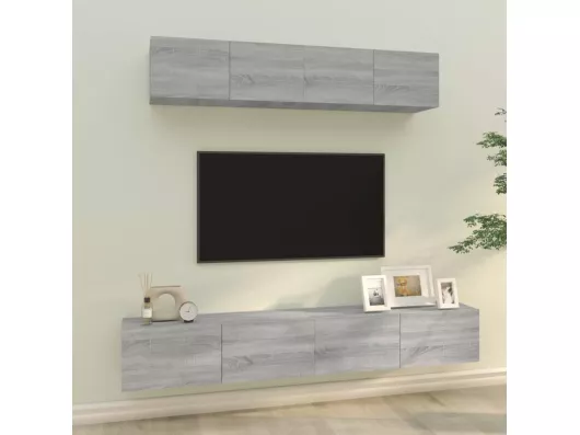 Kauf Unique 4-tlg. TV-Schrank-Set Grau Sonoma Holzwerkstoff