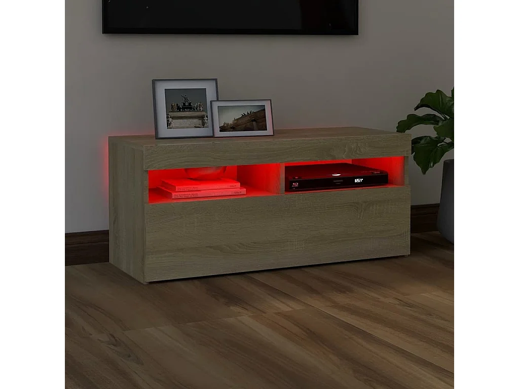 TV-Schrank mit LED-Leuchten Sonoma-Eiche 90x35x40 cm
