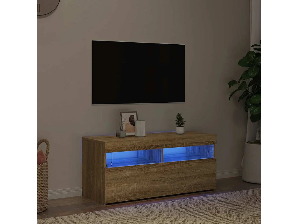 Meuble TV avec lumières LED chêne sonoma 90x35x40 cm