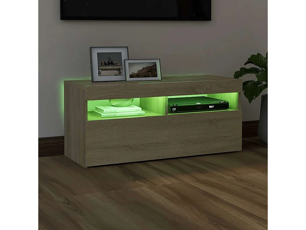 Meuble TV avec lumières LED chêne sonoma 90x35x40 cm