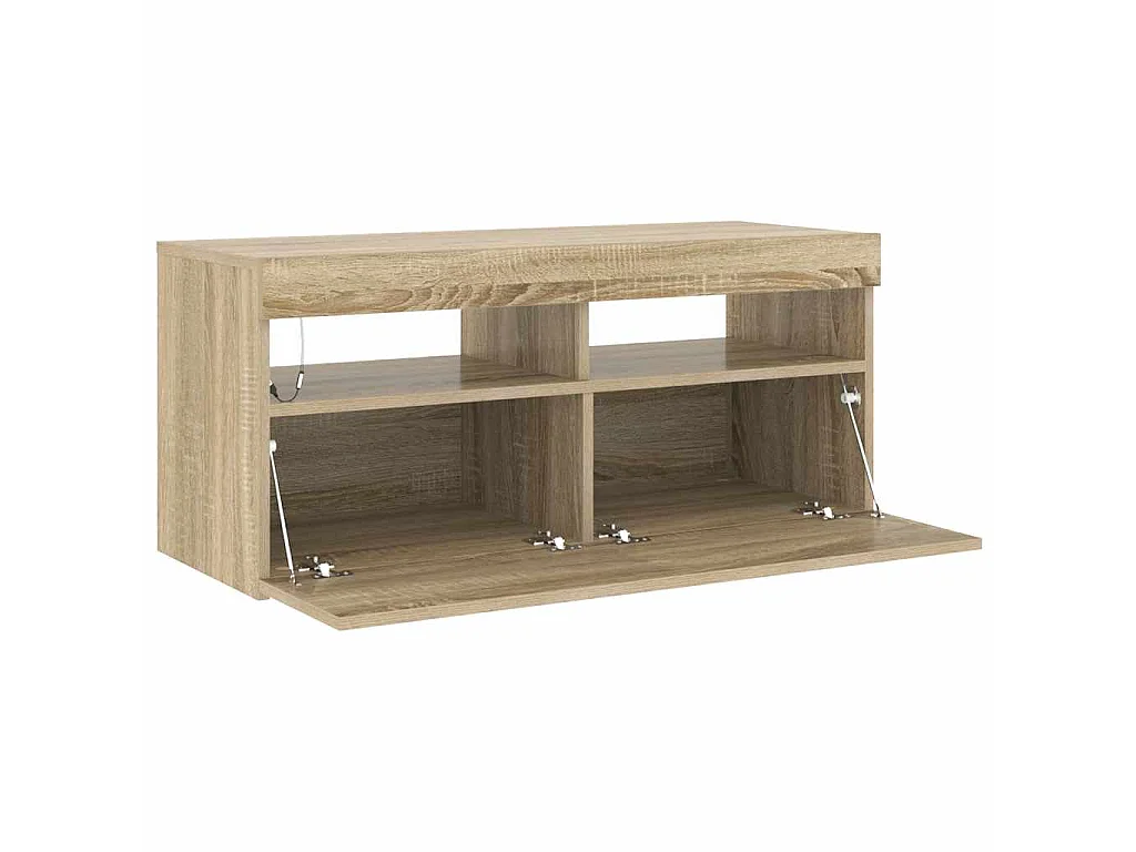Meuble TV avec lumières LED chêne sonoma 90x35x40 cm