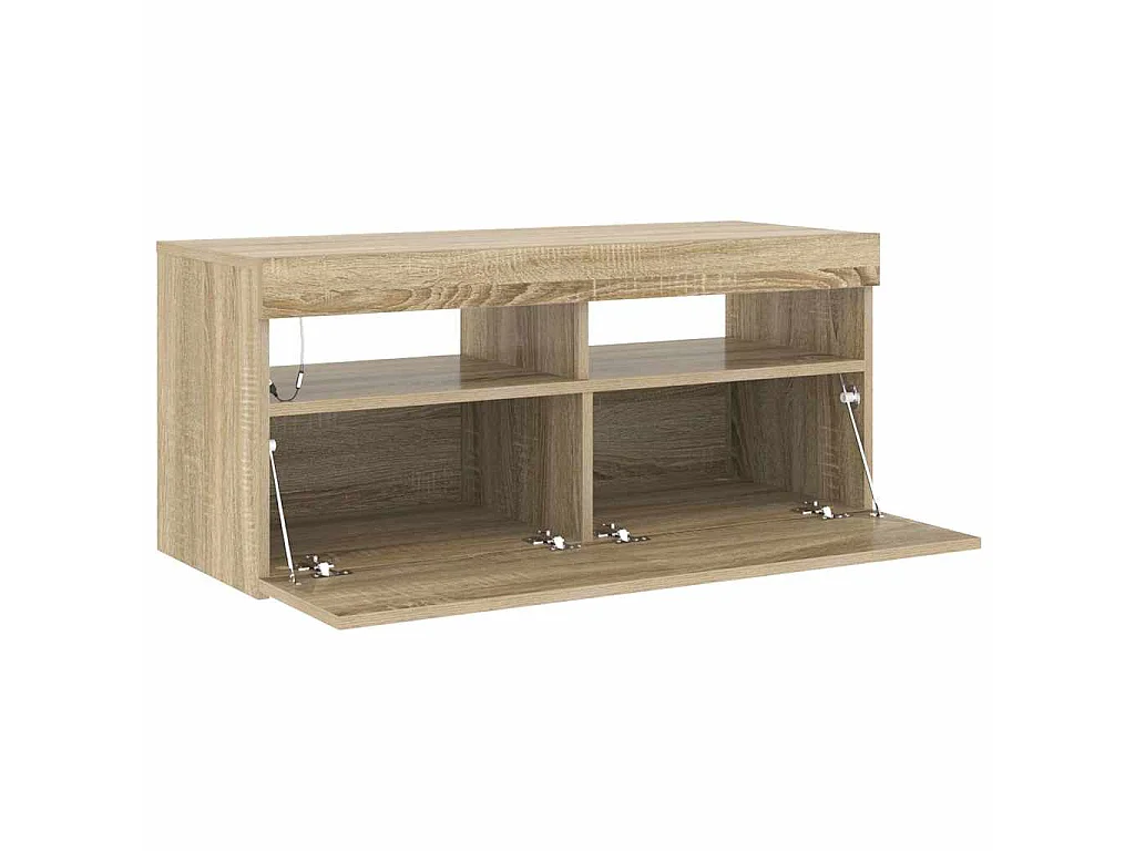Mobile Porta TV con Luci LED Rovere Sonoma 90x35x40 cm