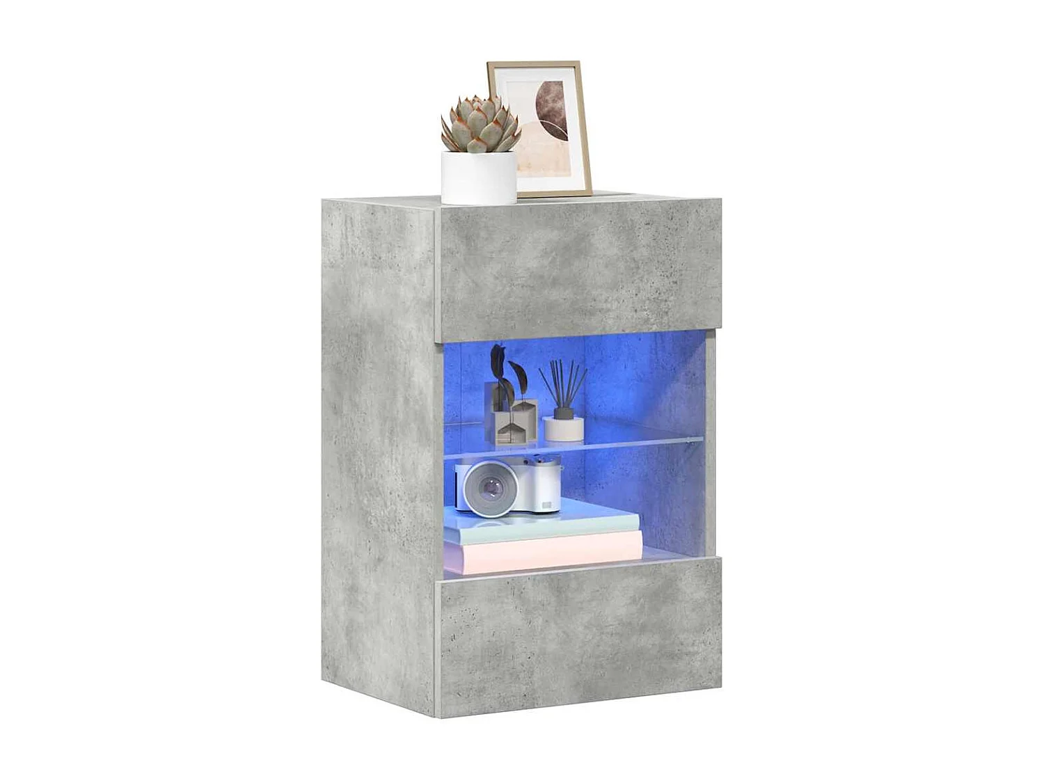 Wandschränke mit LED-Leuchten für TV 2 Stk. Betongrau 40x30x60,5 cm