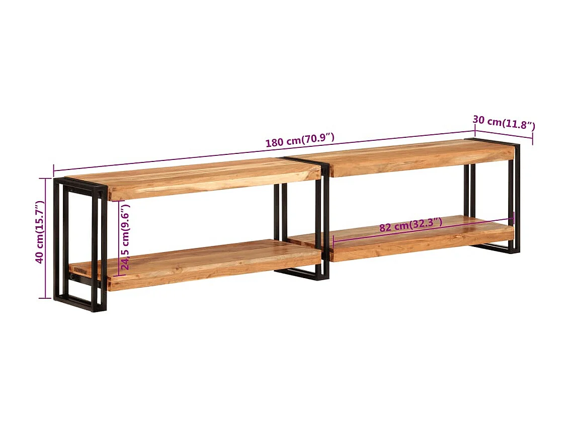 Tv-meubel 180x30x40 cm massief acaciahout