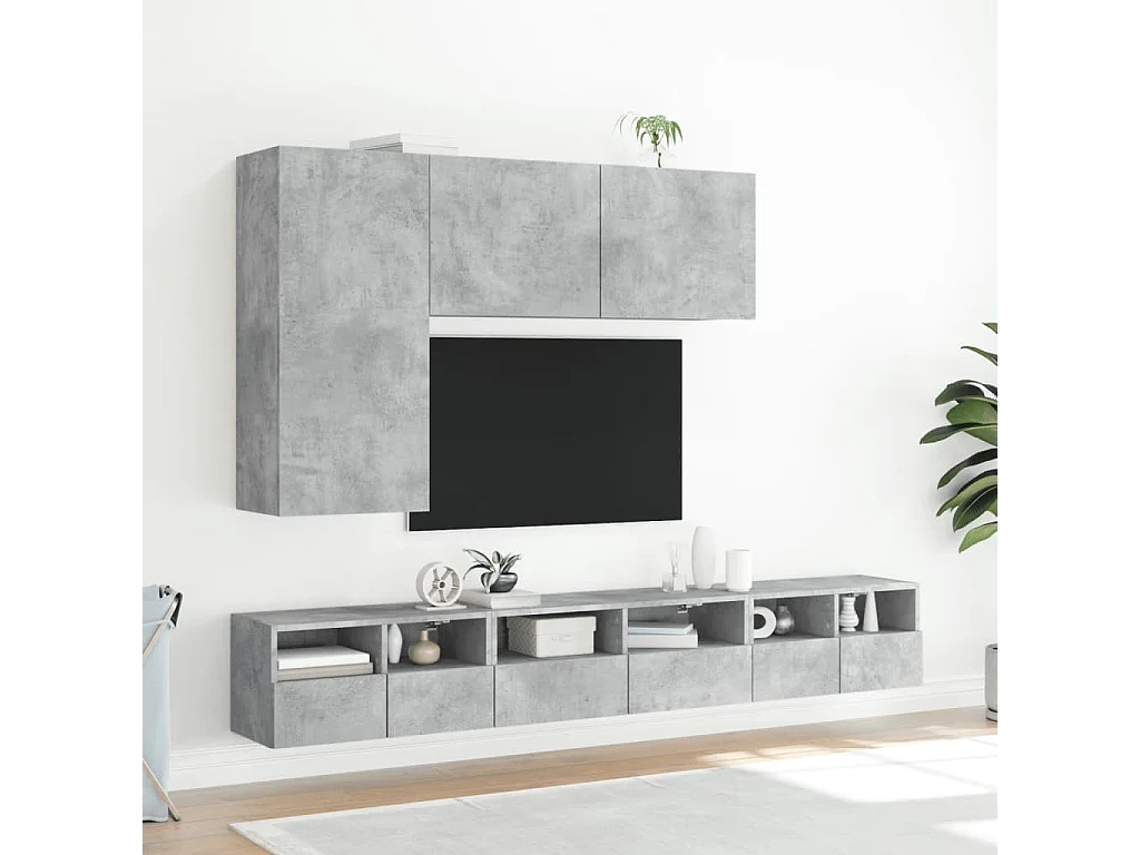 Meuble TV mural gris béton 60x30x30 cm bois d'ingénierie