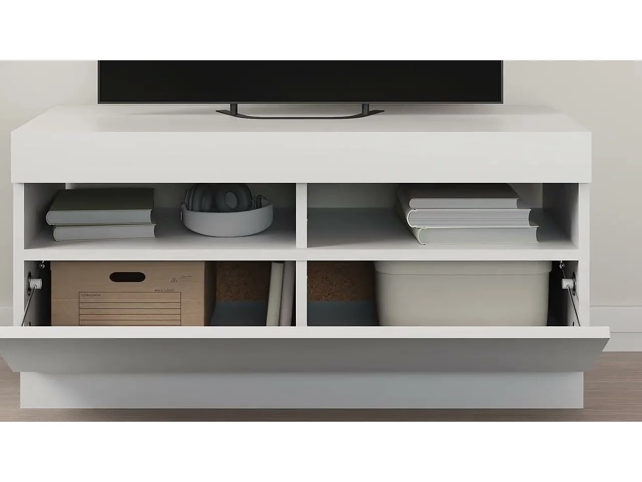 Meuble TV avec lumières LED blanc 80x35x40 cm