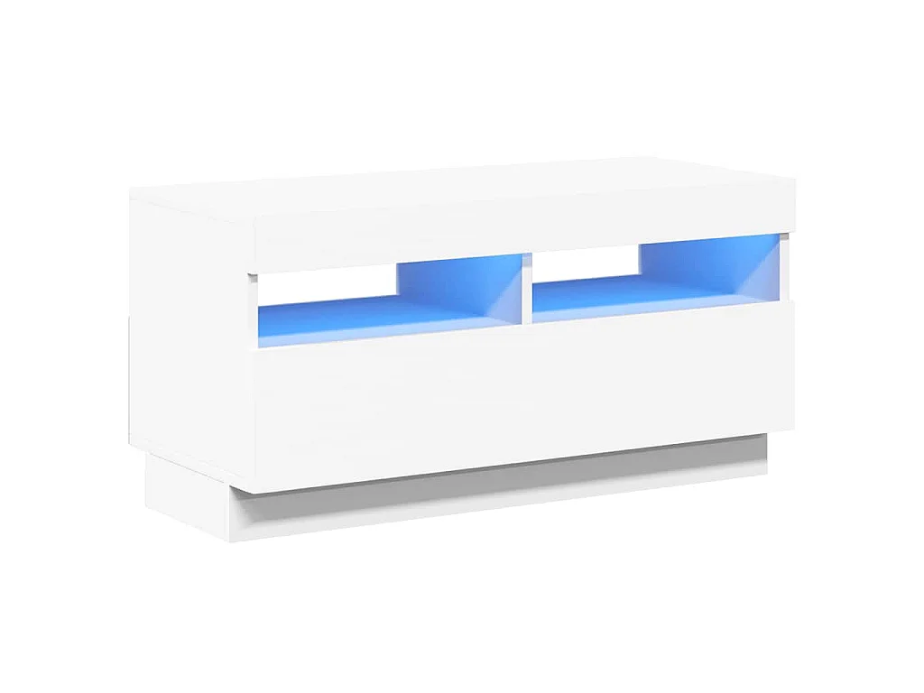 Meuble TV avec lumières LED blanc 80x35x40 cm