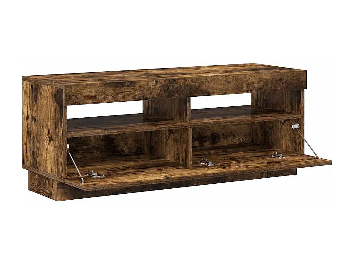 Meuble TV avec lumières LED chêne fumé 100x35x40 cm