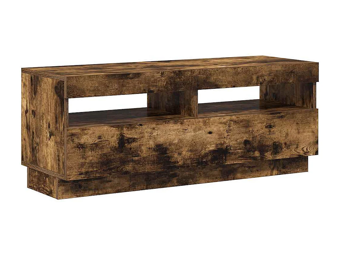 Meuble TV avec lumières LED chêne fumé 100x35x40 cm
