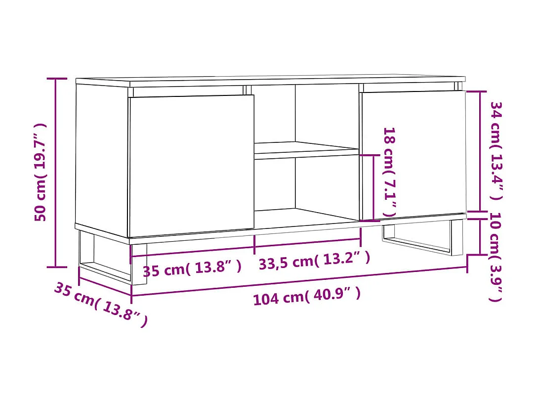 Meuble TV blanc 104x35x50 cm bois d'ingénierie