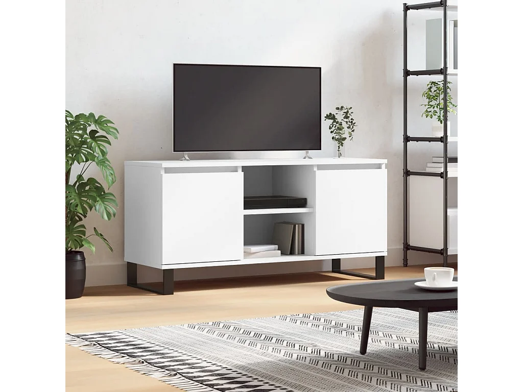 Meuble TV blanc 104x35x50 cm bois d'ingénierie