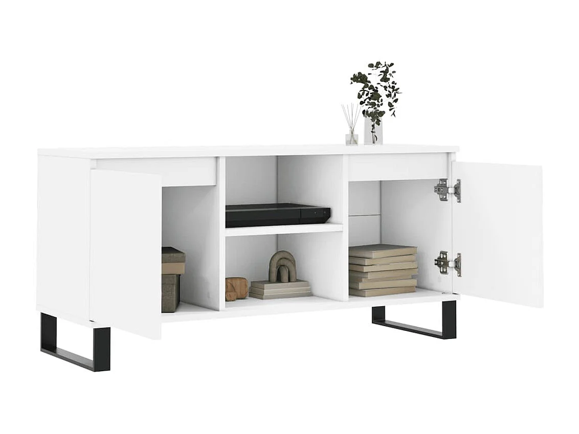 Meuble TV blanc 104x35x50 cm bois d'ingénierie
