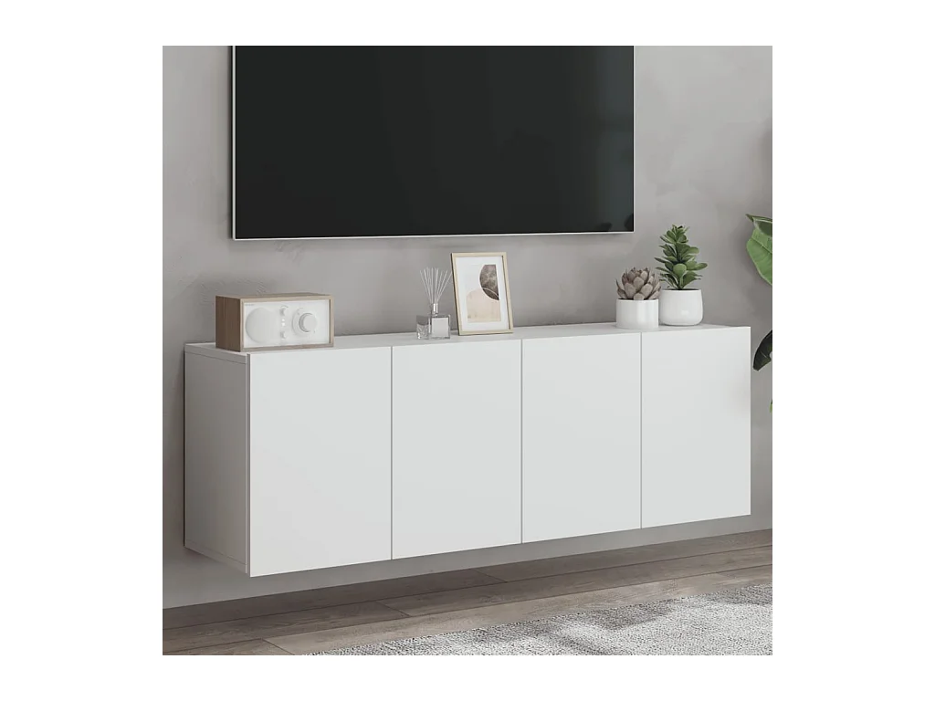 Mobili TV a Parete 2pz Bianchi 60x30x41 cm