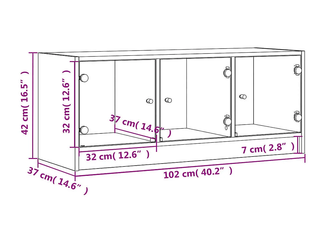 Mobile Porta TV con Ante in Vetro Rovere Fumo 102x37x42 cm