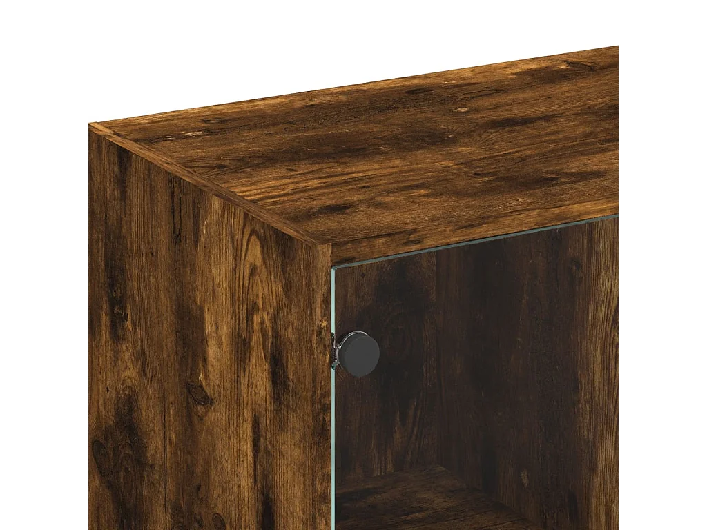 Mobile Porta TV con Ante in Vetro Rovere Fumo 102x37x42 cm