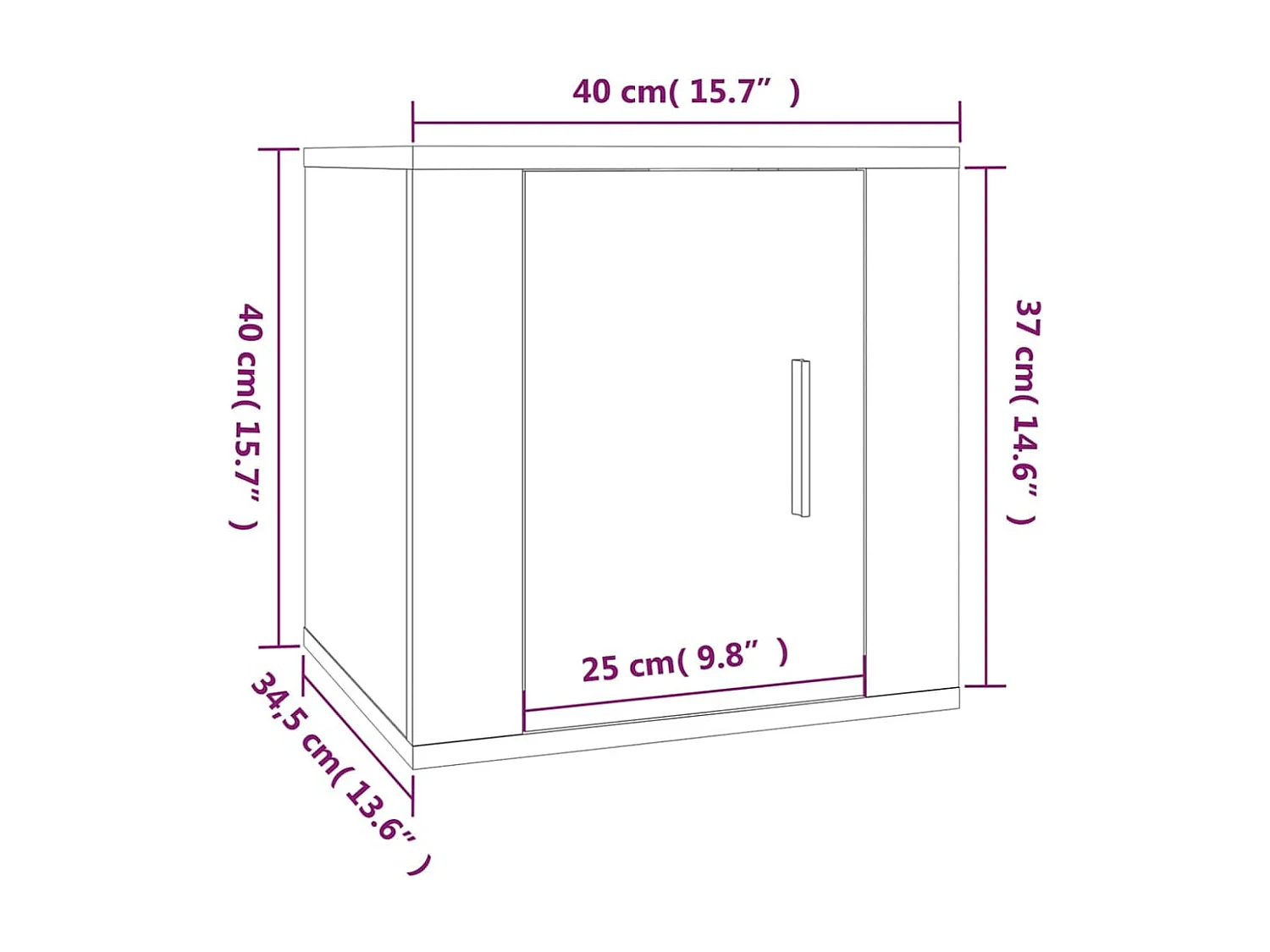 Mueble para TV de pared blanco 40x34,5x40 cm