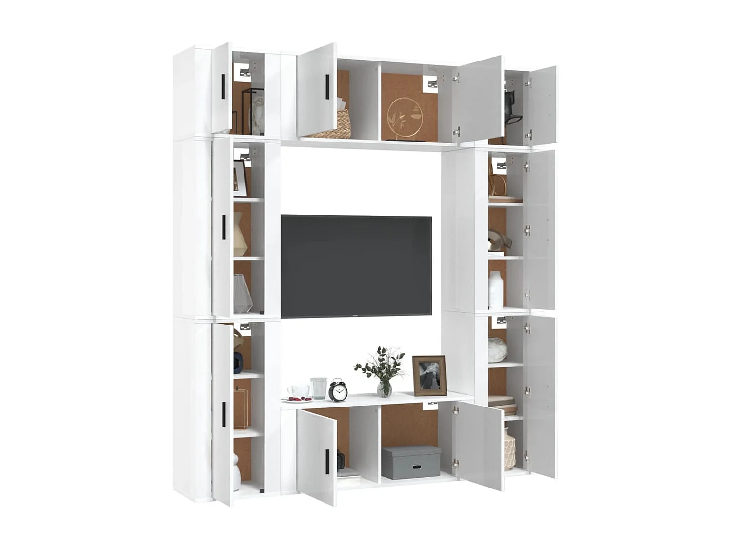 Ensemble de meubles TV 8 pcs Blanc brillant Bois d'ingénierie