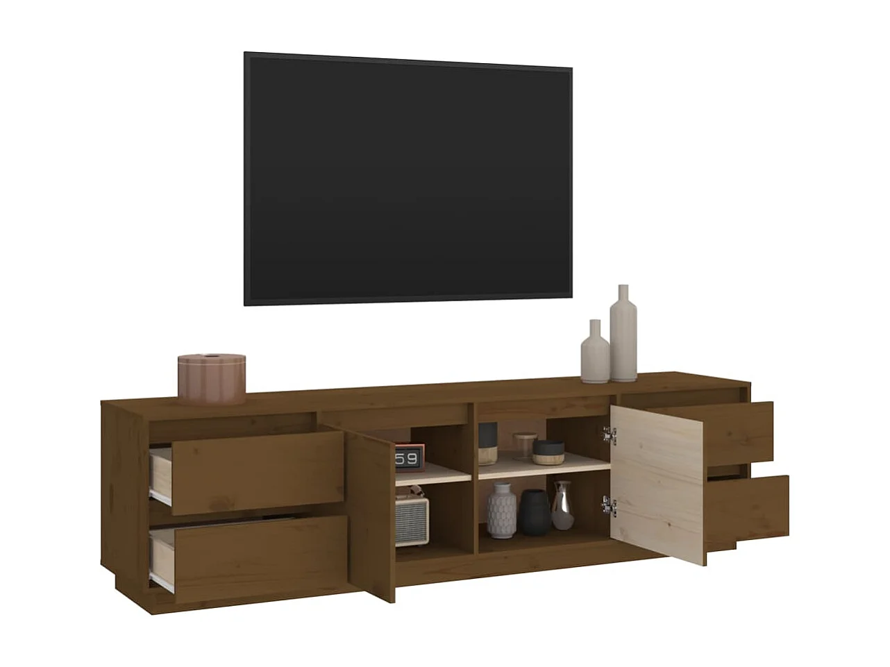 TV-Schrank Honigbraun 176x37x47,5 cm Massivholz Kiefer