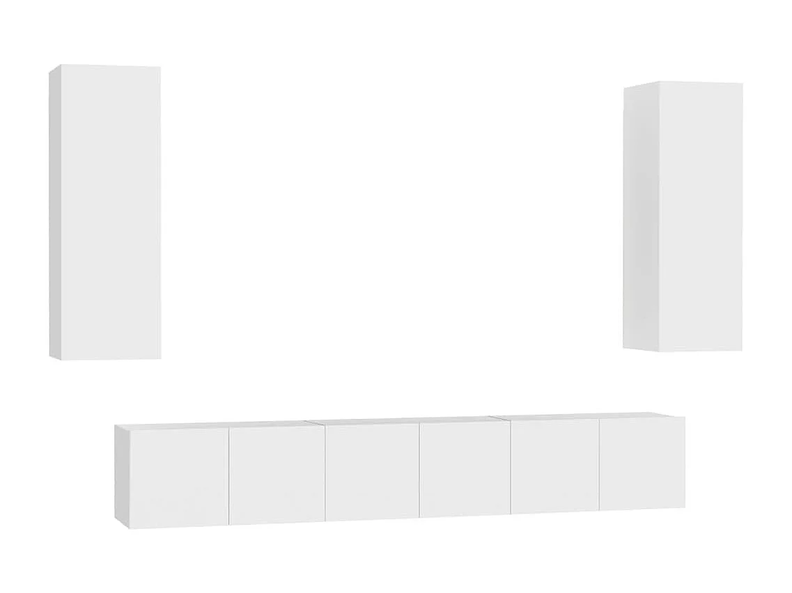 Ensemble de meubles TV 5 pcs Blanc Bois d'ingénierie