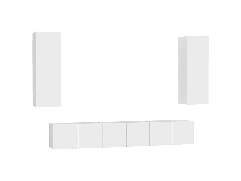 Ensemble de meubles TV 5 pcs Blanc Bois d'ingénierie
