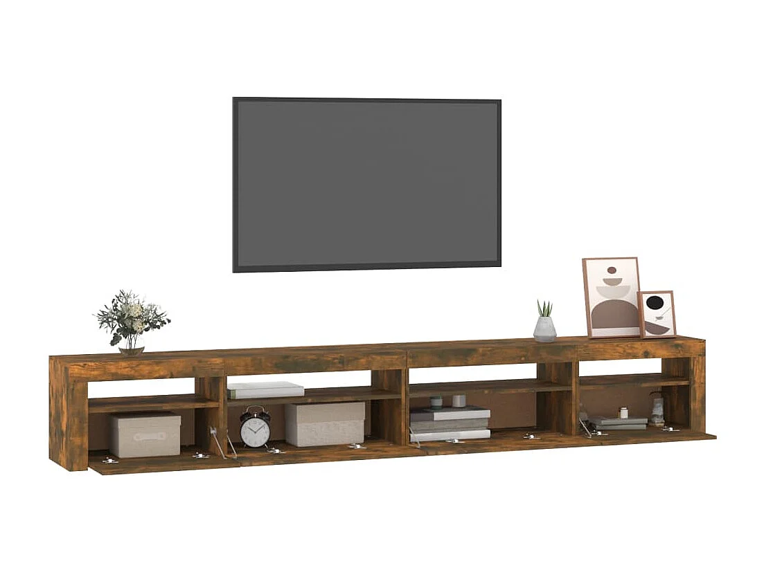 TV-Schrank mit LED-Leuchten Räuchereiche 270x35x40 cm