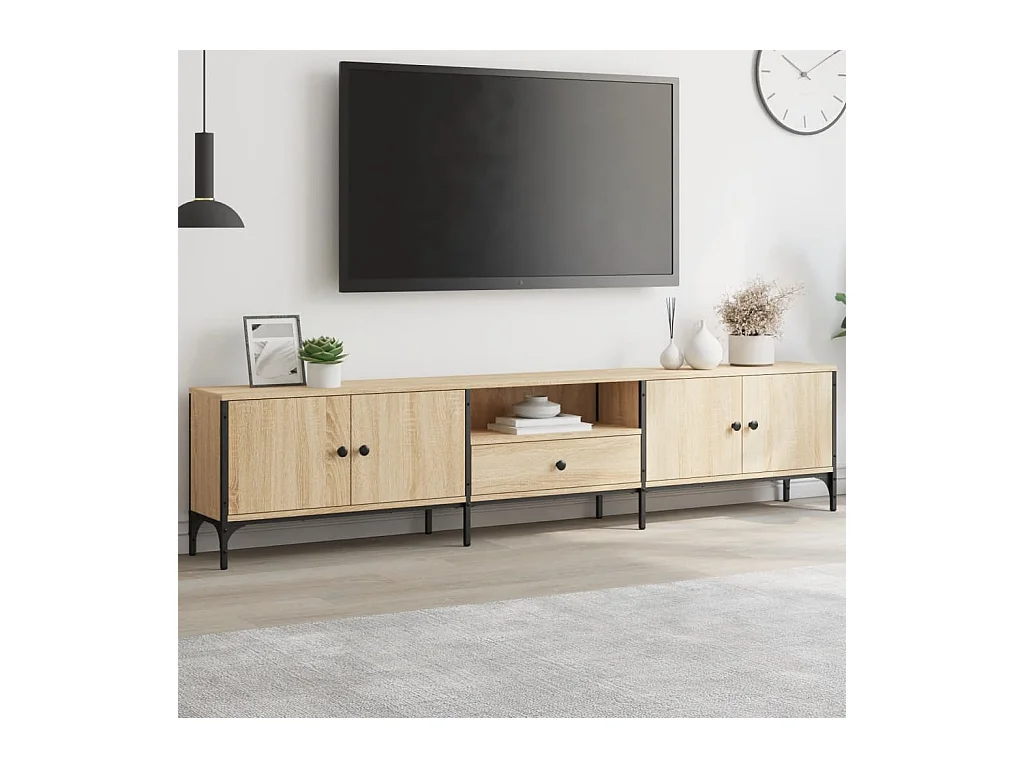 Meuble TV à tiroir chêne sonoma 200x25x44 cm bois d'ingénierie