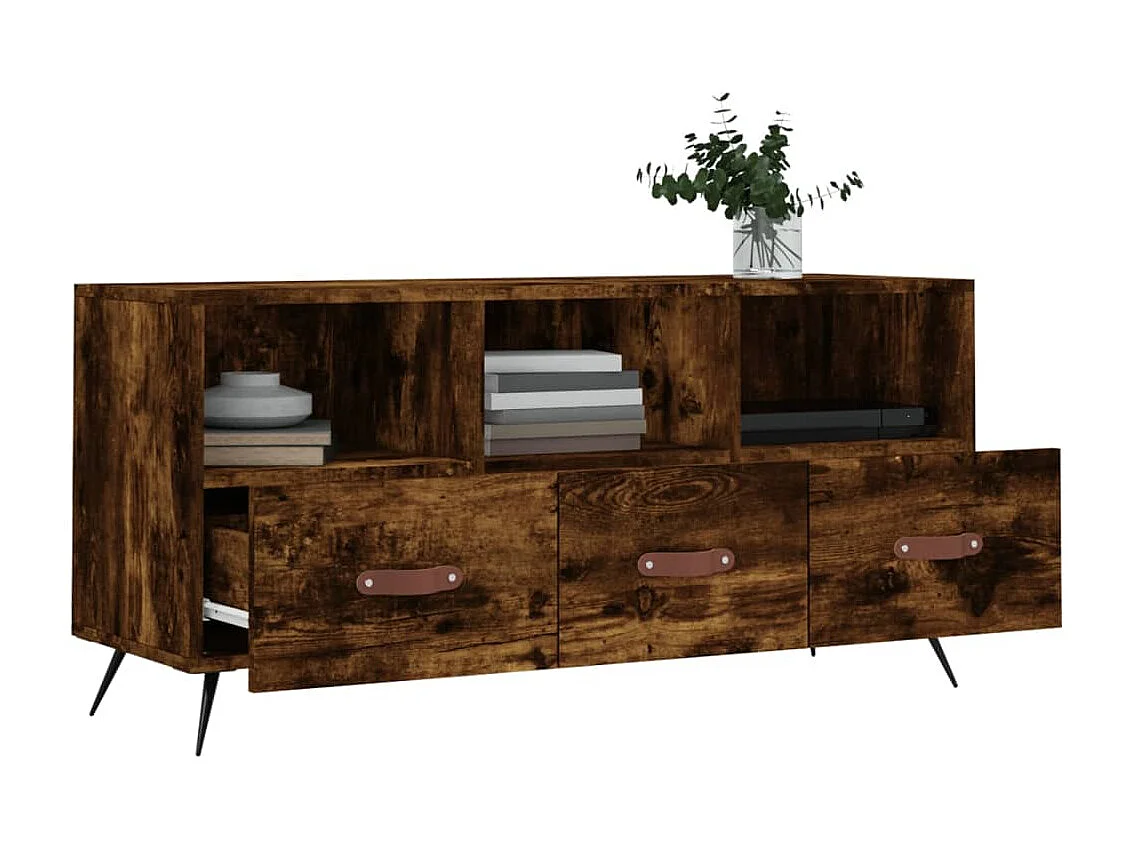 Meuble TV chêne fumé 102x36x50 cm bois d'ingénierie