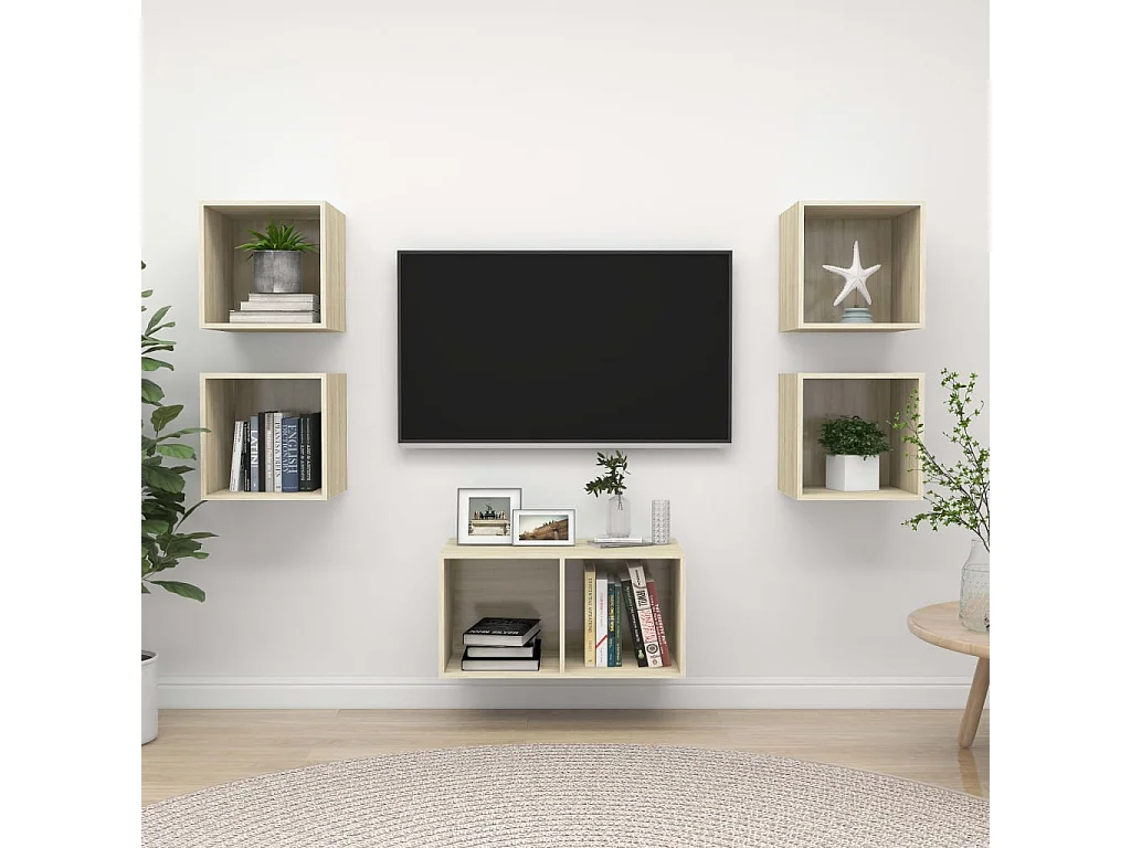 5-tlg. TV-Schrank-Set Sonoma-Eiche Holzwerkstoff
