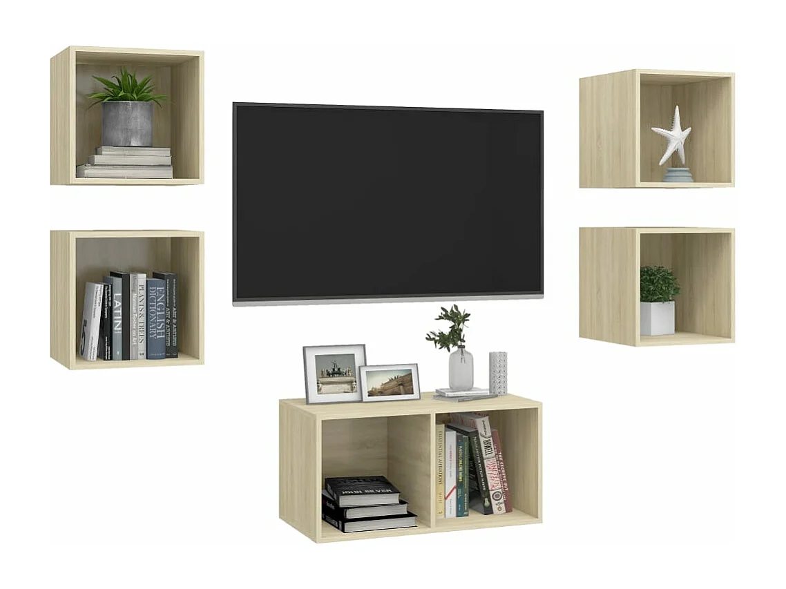 5-tlg. TV-Schrank-Set Sonoma-Eiche Holzwerkstoff