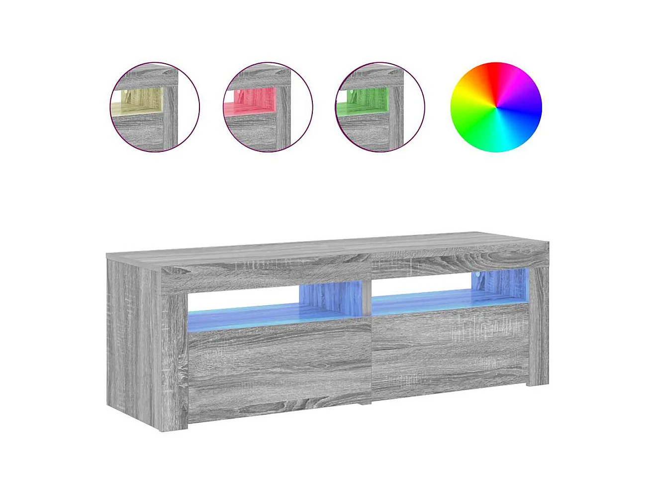 Meuble TV avec lumières LED sonoma gris 120x35x40 cm