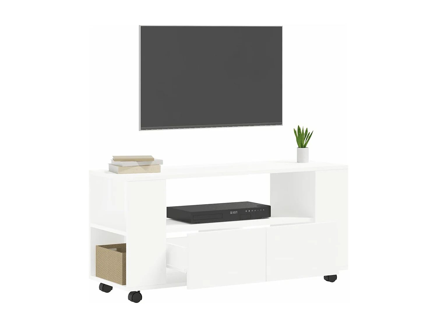 Mobile Porta TV Bianco 102x34,5x43 cm in Legno Multistrato