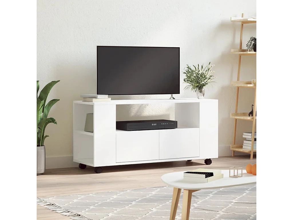 Meuble TV blanc 102x34,5x43 cm bois d'ingénierie