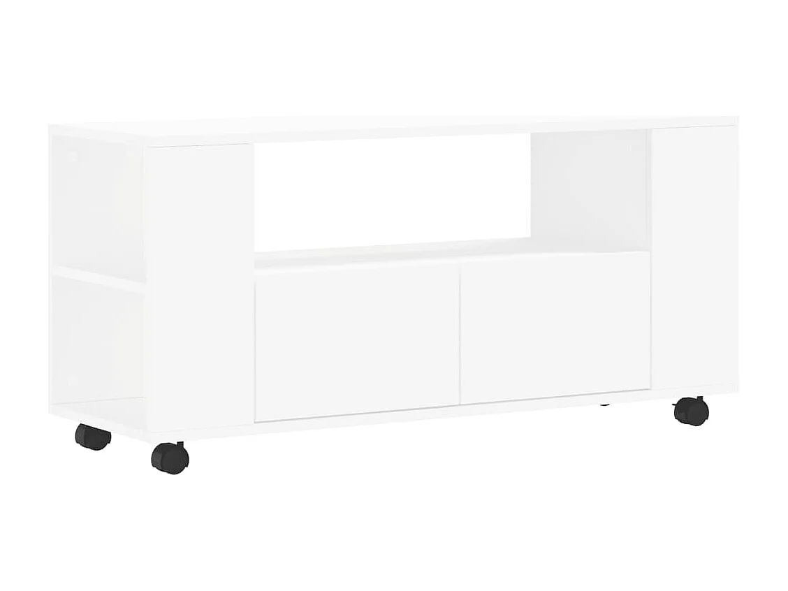 Meuble TV blanc 102x34,5x43 cm bois d'ingénierie