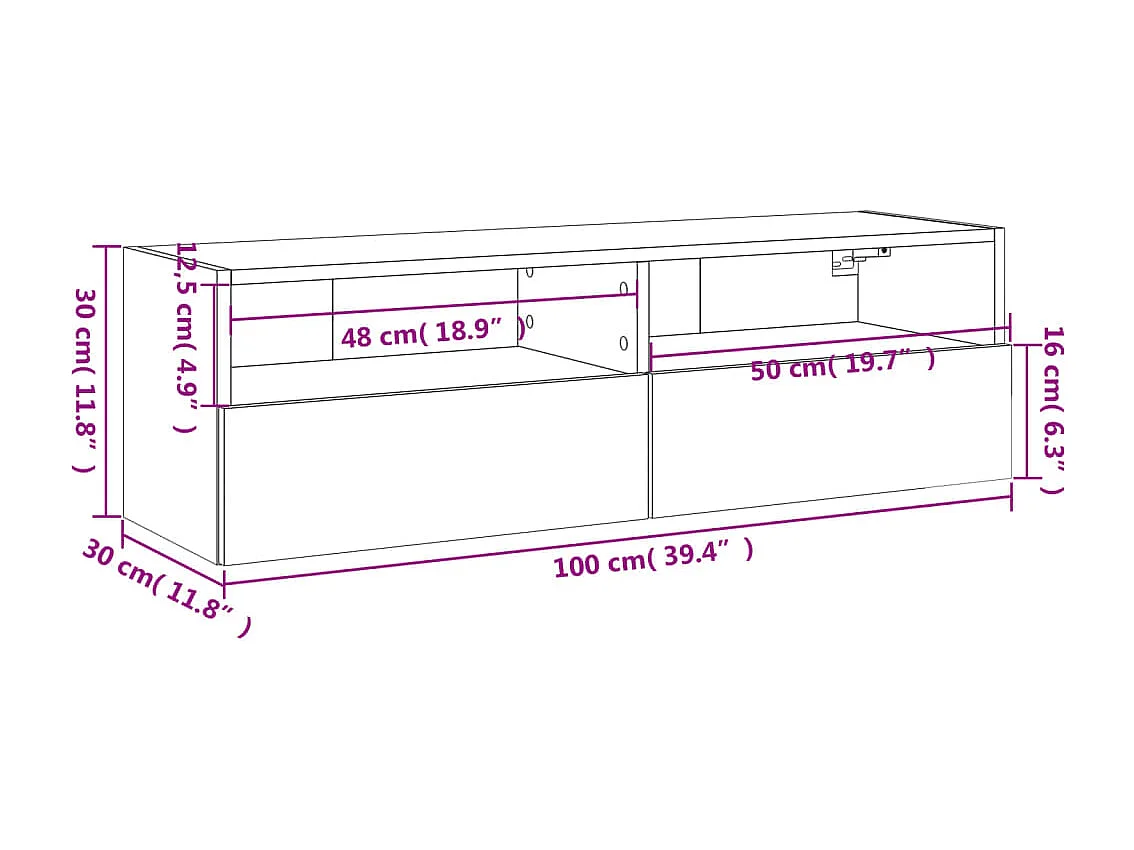 TV-Wandschrank Räuchereiche 100x30x30 cm Holzwerkstoff