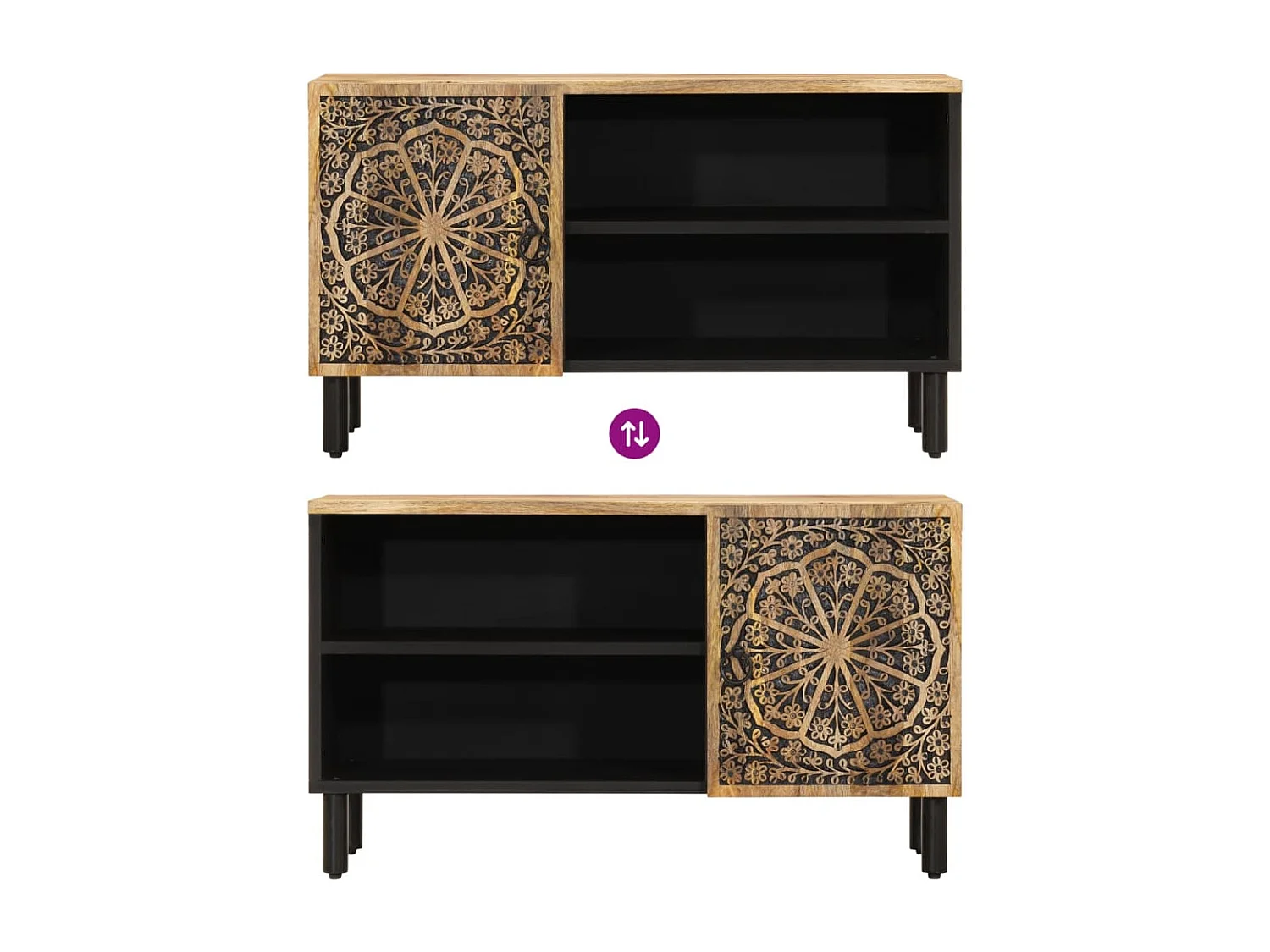 Móvel de TV 80x31x46 cm madeira de mangueira maciça