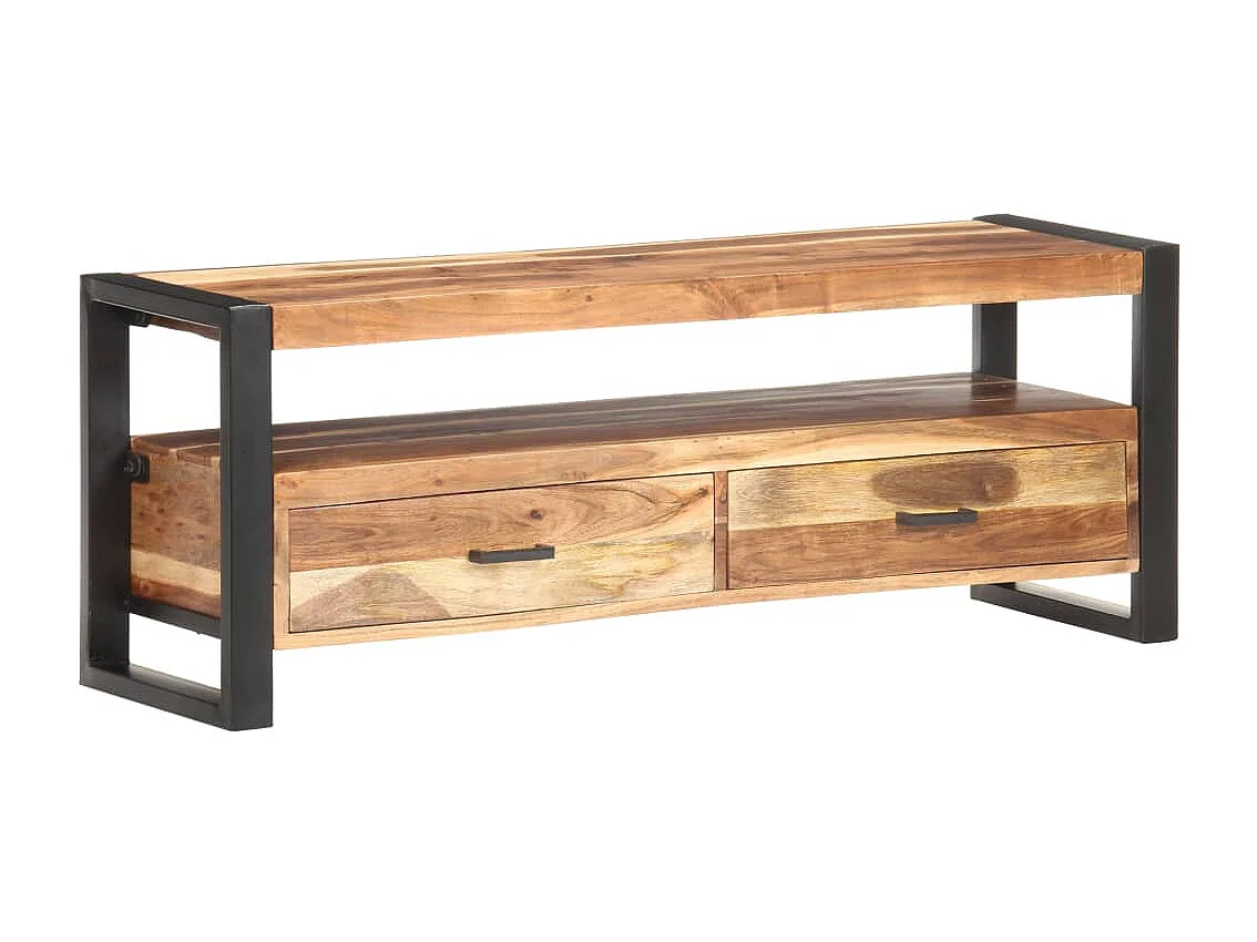 Meuble TV 120x35x45 cm Bois massif avec finition miel